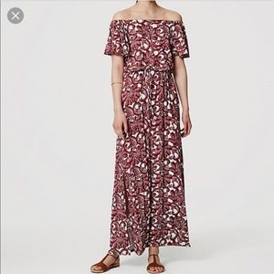 LOFT Red Floral Maxi Dress     EUC